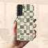 Custom Name Retro Geometric Checkerboard Galaxy Case