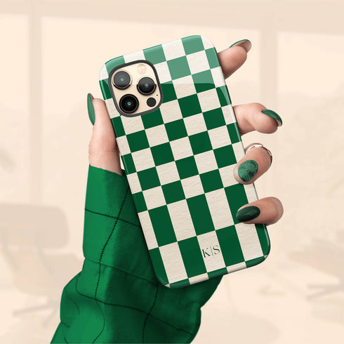 Custom Initials Retro Checkerboard iPhone Case