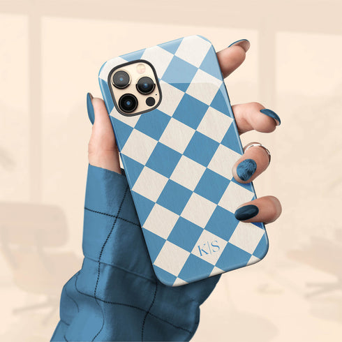 Custom Initials Argyle Checkerboard iPhone Case