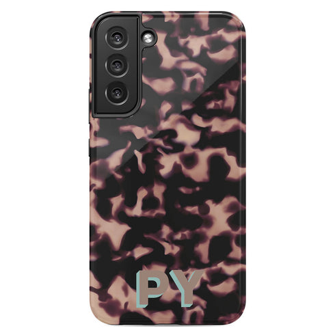 3D Custom Initials Dark Tort Galaxy Case - Centered