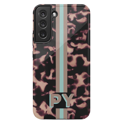 3D Striped Pattern Initials Dark Tort Galaxy Case