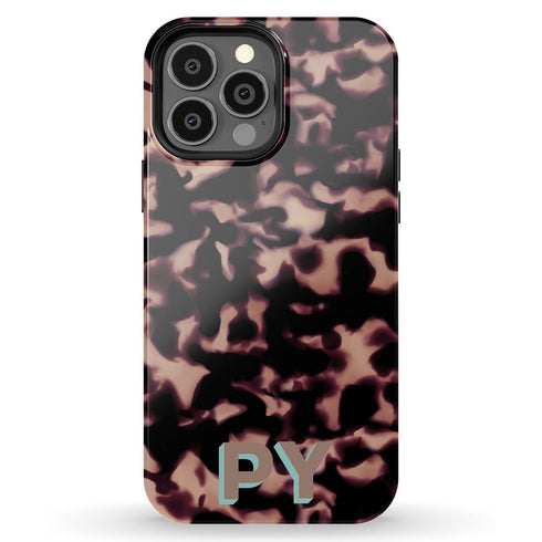 3D Custom Initials Dark Tort iPhone Case - Centered