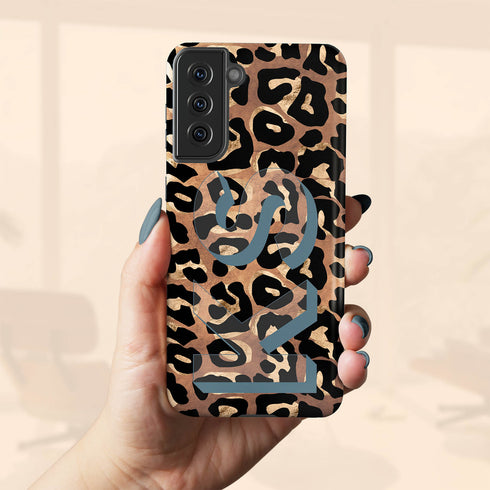 Wild Metallic Leopard 3D Initials Galaxy Case