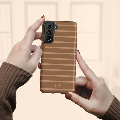 Custom Name Earth Tone Stripes Galaxy Case