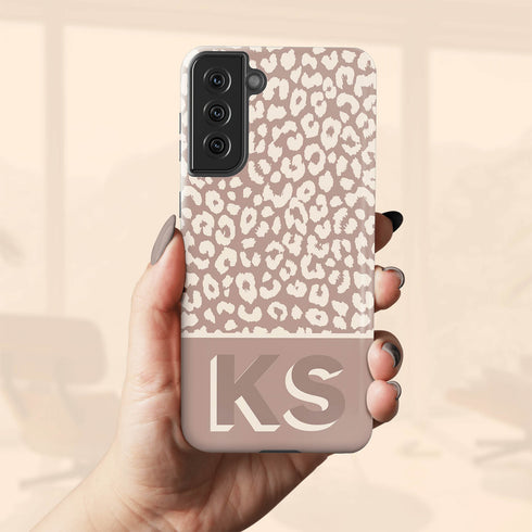 Boho Leopard 3D Initials Galaxy Case