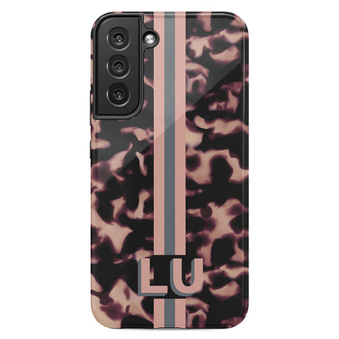 3D Striped Pattern Initials Dark Tort Galaxy Case
