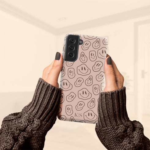 Melting Smiley Face Custom Initials Galaxy Case