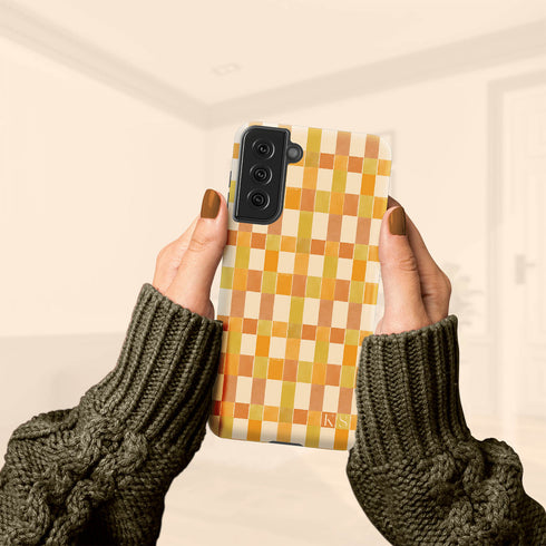 Custom Initials Tartan Plaid Checkerboard Galaxy Case