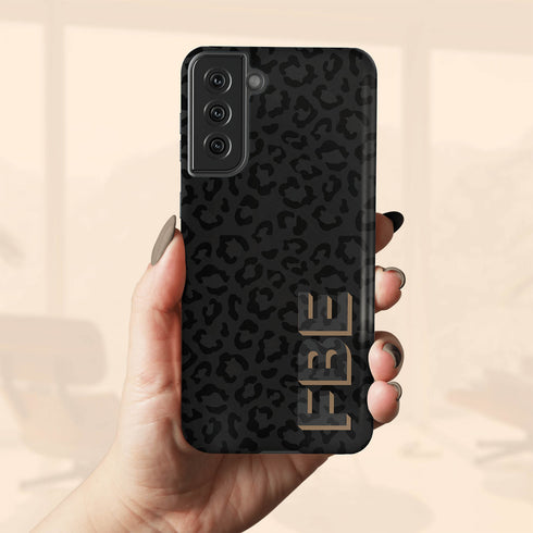 3D Custom Name Dark Leopard Galaxy Case