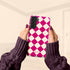 Custom Initials Argyle Checkerboard Galaxy Case