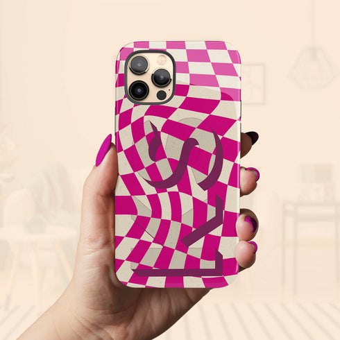 Groovy Checkerboard 3D Initials iPhone Case