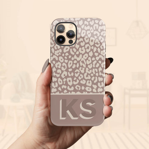 Boho Leopard 3D Initials iPhone Case