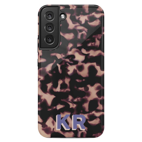 3D Custom Initials Dark Tort Galaxy Case - Centered