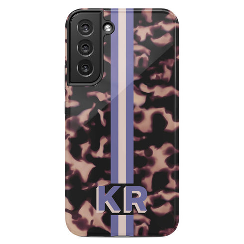 3D Striped Pattern Initials Dark Tort Galaxy Case