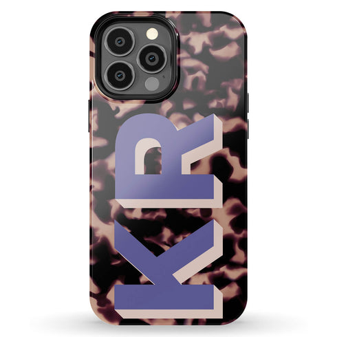 Custom 3D Initials Dark Tort iPhone Case