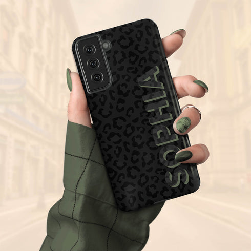 3D Custom Name Dark Leopard Galaxy Case