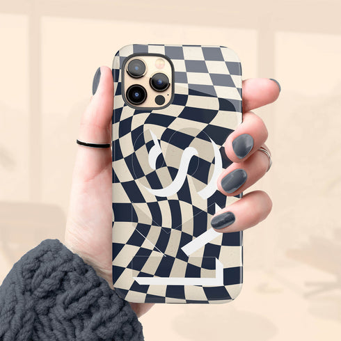 Groovy Checkerboard 3D Initials iPhone Case