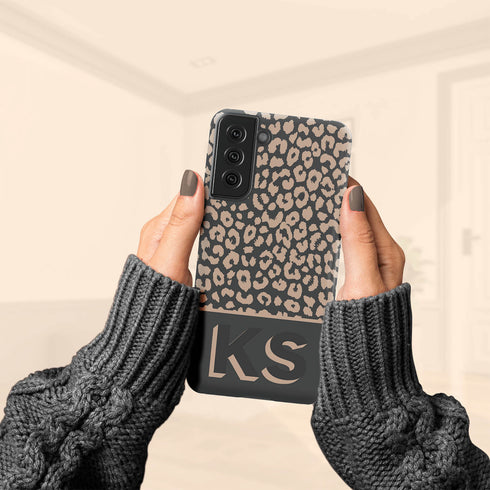 Boho Leopard 3D Initials Galaxy Case