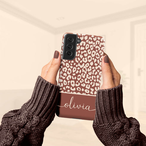Boho Leopard Custom Name Galaxy Case
