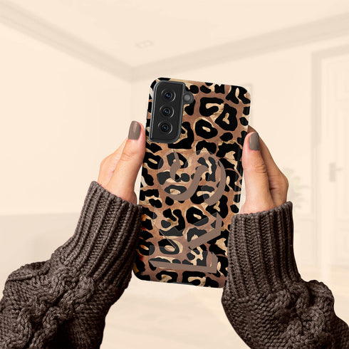 Wild Metallic Leopard 3D Initials Galaxy Case