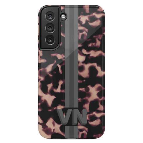 3D Striped Pattern Initials Dark Tort Galaxy Case