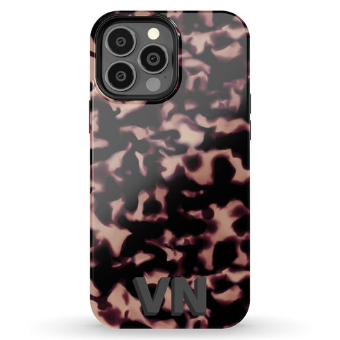 3D Custom Initials Dark Tort iPhone Case - Centered