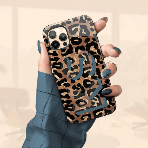 Wild Metallic Leopard 3D Initials iPhone Case