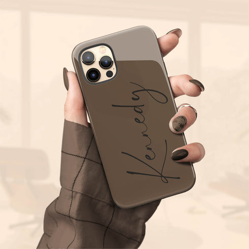 Custom Signature Name Earth Tones iPhone Case - Dark