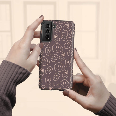 Melting Smiley Face Custom Initials Galaxy Case