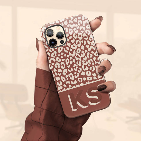 Boho Leopard 3D Initials iPhone Case