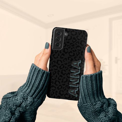 3D Custom Name Dark Leopard Galaxy Case
