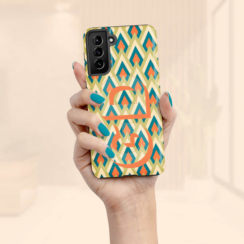 Retro Custom 3D Initials Galaxy Case