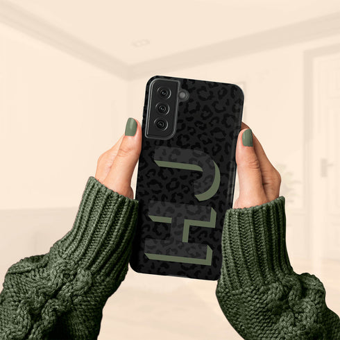 3D Initials Dark Leopard Galaxy Case - Vertical