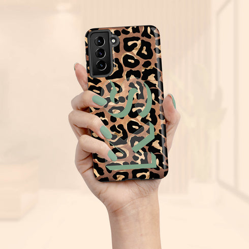 Wild Metallic Leopard 3D Initials Galaxy Case