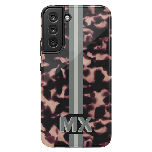 3D Striped Pattern Initials Dark Tort Galaxy Case