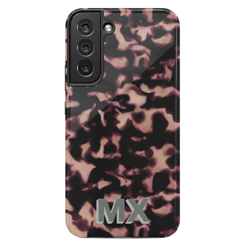 3D Custom Initials Dark Tort Galaxy Case - Centered