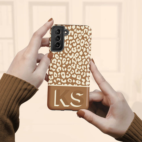 Boho Leopard 3D Initials Galaxy Case
