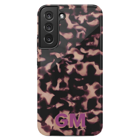 3D Custom Initials Dark Tort Galaxy Case - Centered