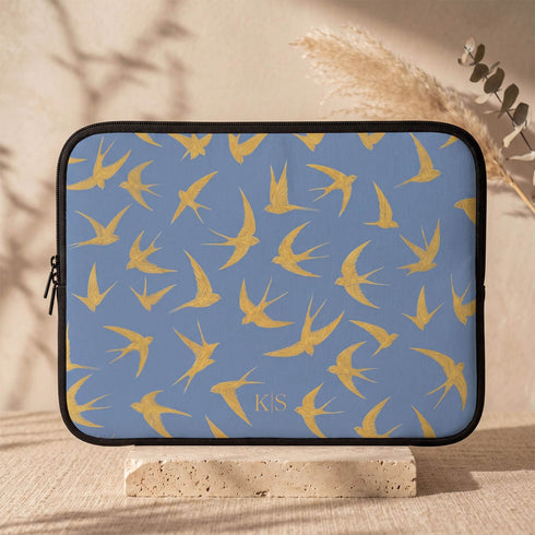 Personalized Golden Swallows Laptop Sleeve