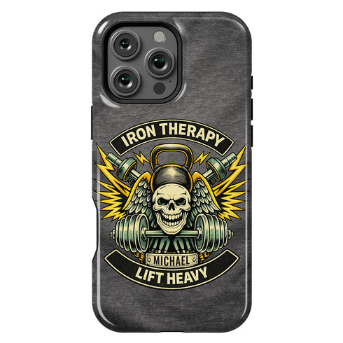 Personalized Gym Rat Iron Therapy iPhone Case