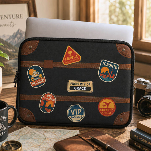 Personalized Travel Sticker Suitcase Laptop Sleeve