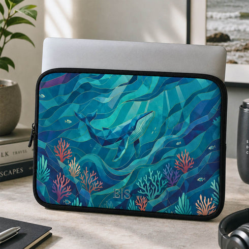 Personalized Polygon Whale Laptop Sleeve