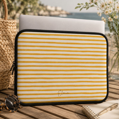 Personalized Coastal Stripes Laptop Sleeve