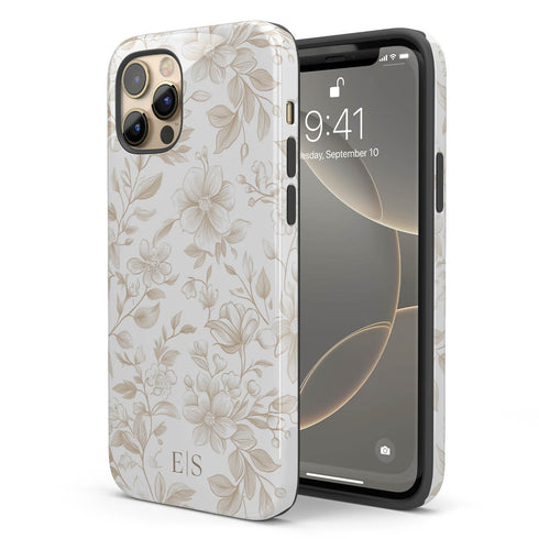 Custom Initials French Toile De Jouy iPhone Case V3