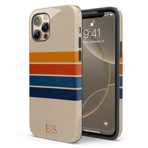 Custom Initials Retro Stripes iPhone Case