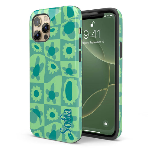 Personalized Retro Warp Floral Groovy iPhone Case