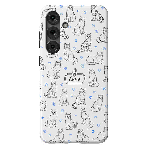 Personalized Cat Doodle Tag Galaxy Case