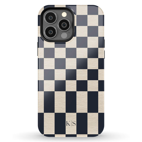 Custom Initials Retro Checkerboard iPhone Case