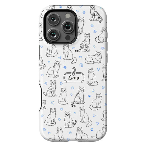Personalized Cat Doodle Tag iPhone Case