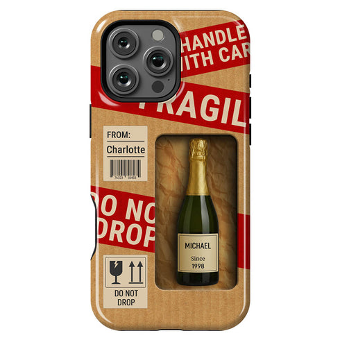 Personalized Fragile Wine Bottle iPhone Case